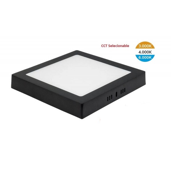 Downlight panel Cuadrado LED Superficie Negro 18W CCT